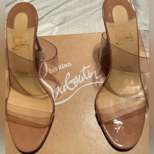 Christian Louboutin Women's Clear and Tan Heels